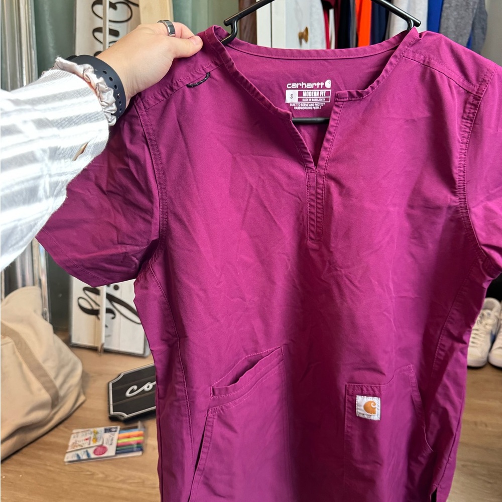 Carhartt Magenta Scrub Top